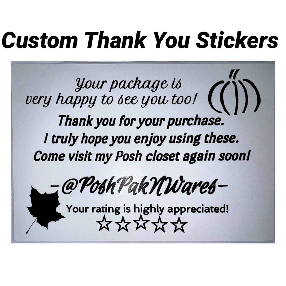 100 Custom Thank You Stickers  with posh closet name FALL design